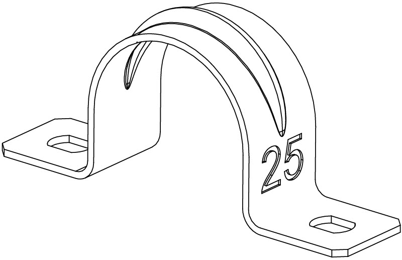 Крепежная скоба металлическая двухлапковая D=25 мм (уп 100 шт)