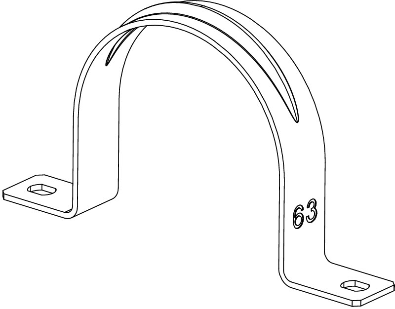 Крепежная скоба металлическая двухлапковая 63 мм