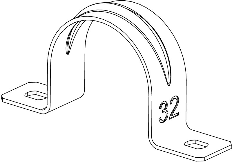 Крепежная скоба металлическая двухлапковая 32 мм