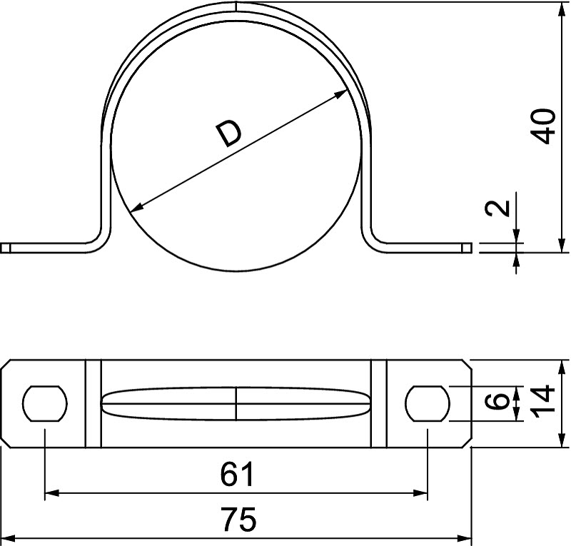 Скоба крепежная двухлапковая d40мм 605 40 V4A метал