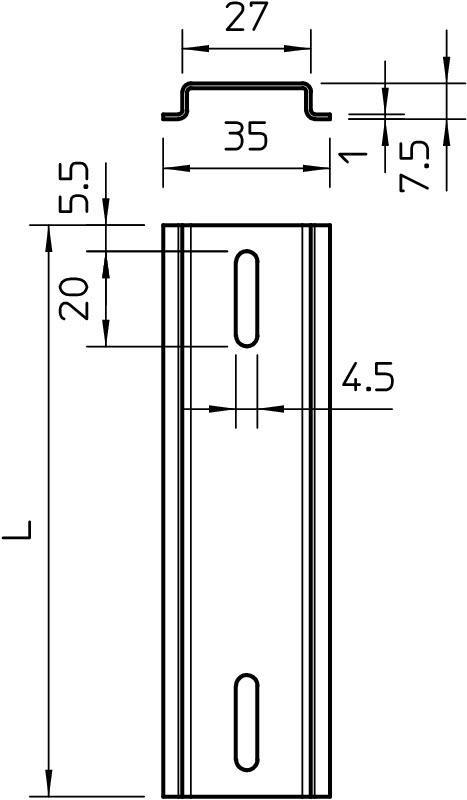 Монтажная рейка 89x35x7,5 мм