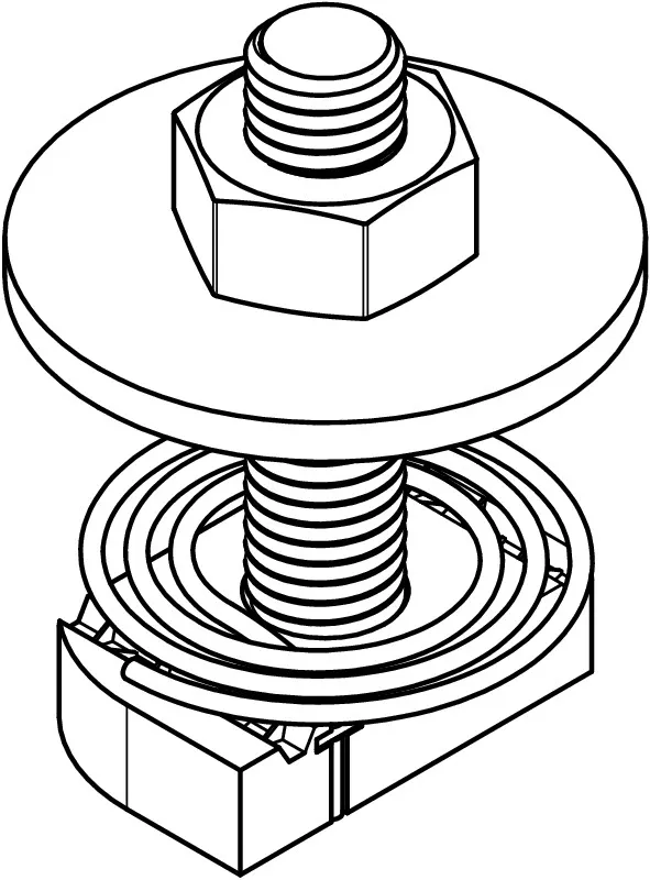 Винт с прямоугольной головкой M10х30 мм, с пружиной, для профиля 41x41,41x21, горячий цинк