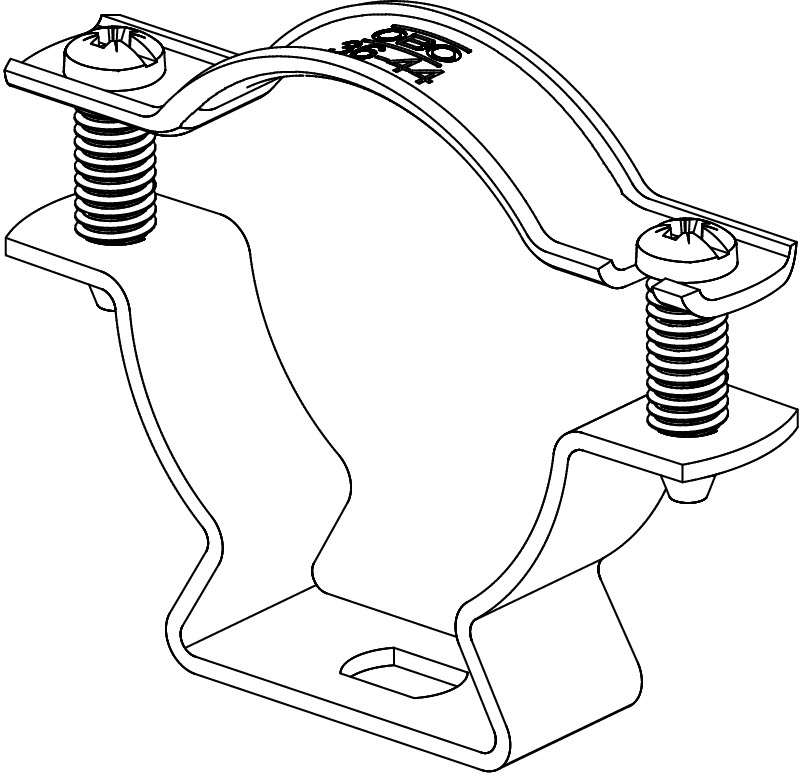 Скоба крепежная дистанционная D=36-44 мм (с продольным отверстием), горячий цинк
