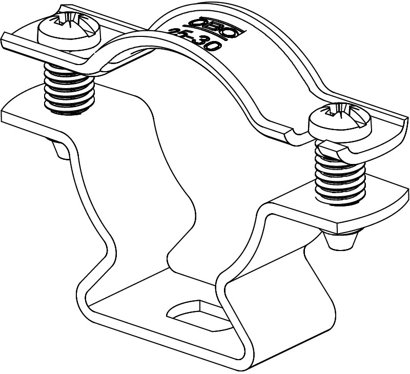 Скоба крепежная дистанционная D=25-30 мм (с продольным отверстием), гальваническое покрытие