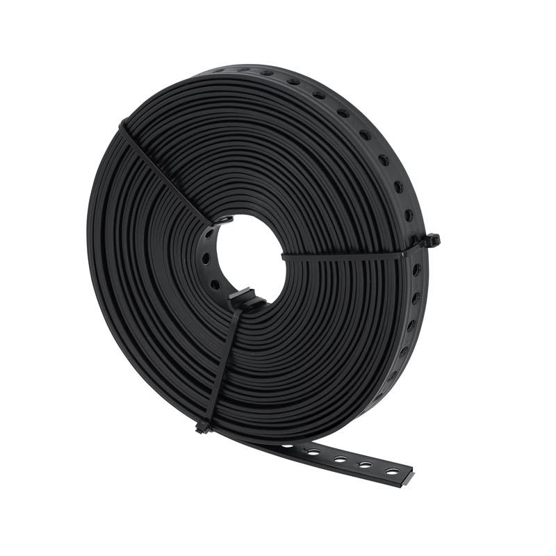 Лента монтажная перфорированная c пластиковым покрытием 28х3,7 мм в гофрокоробе, сталь, конвейерное цинкование (рулон 10 м)