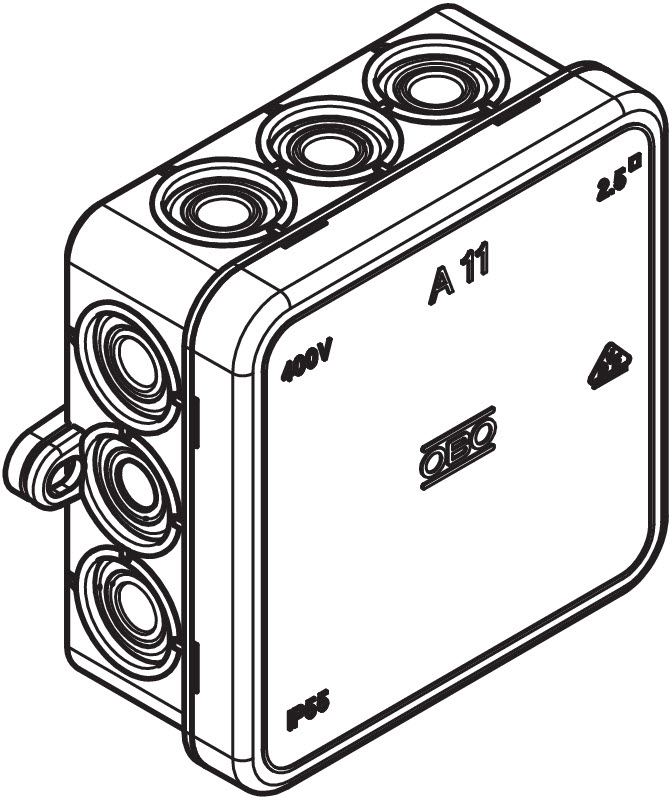 Коробка распределительная 85x85x40, IP55, 12 вводов D=16, серая