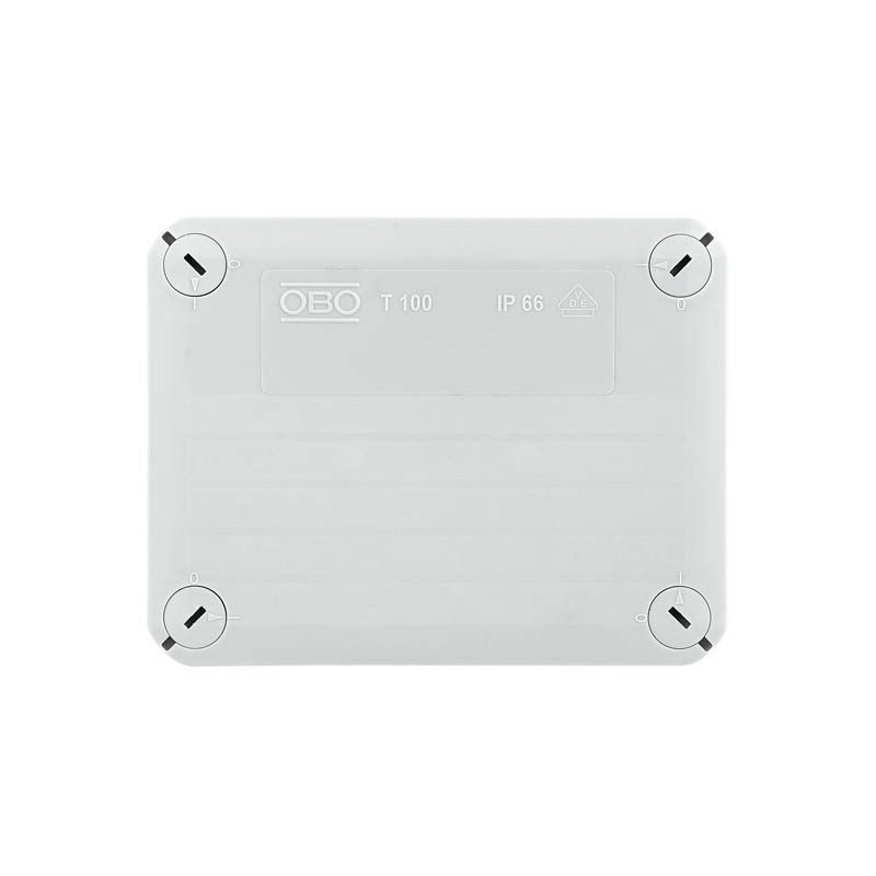 Коробка распределительная T100, 136х102х57 мм, внешний размер 150x116x67 мм, IP66, вводы d25х10, серая