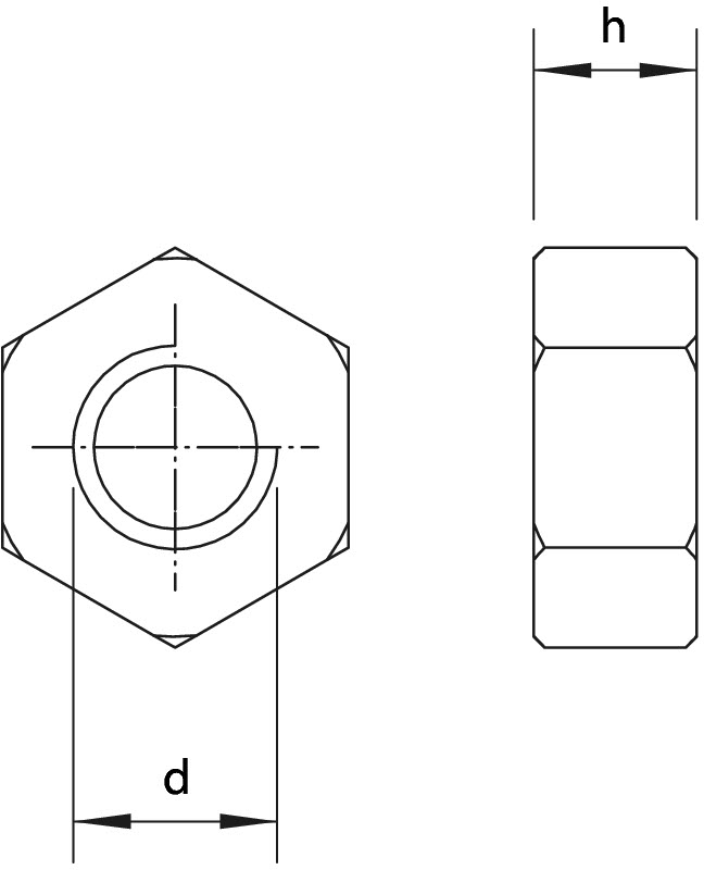 Гайка шестигранная М10х8, сталь, G