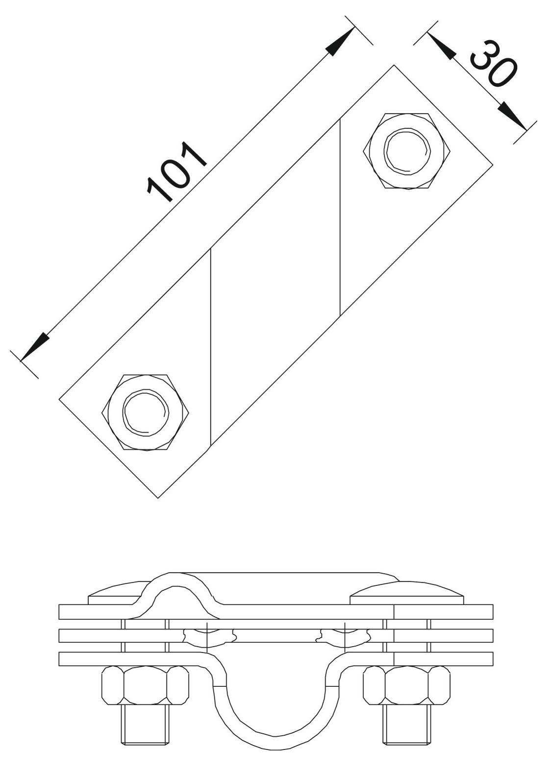 Соединитель универсальный стержня заземления D20 мм c прутком D8-10 мм или полосой 30-40 мм, сталь, термодиффузионное цинкование