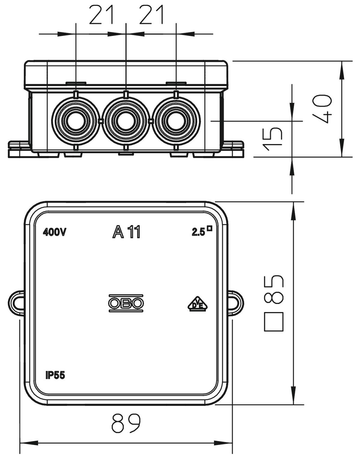 Коробка уравнивания потенциалов, 7 подключений, IP55