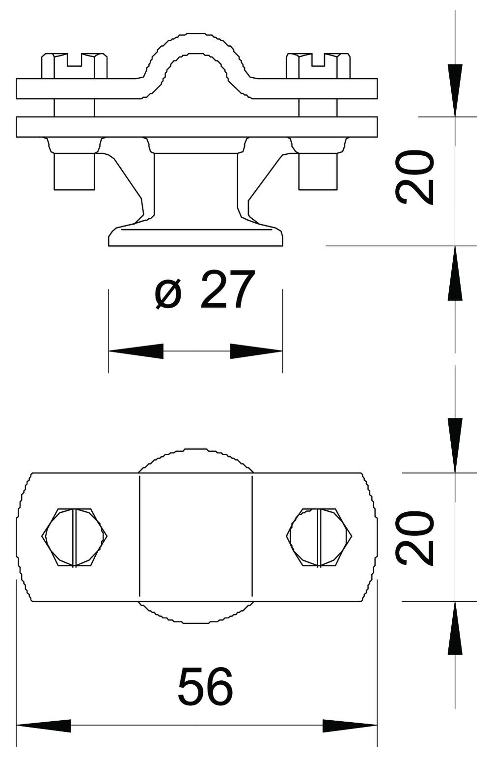 Держатель круглого проводника D8-10 мм фасадный, литой цинк/сталь, термодиффузионное цинкование