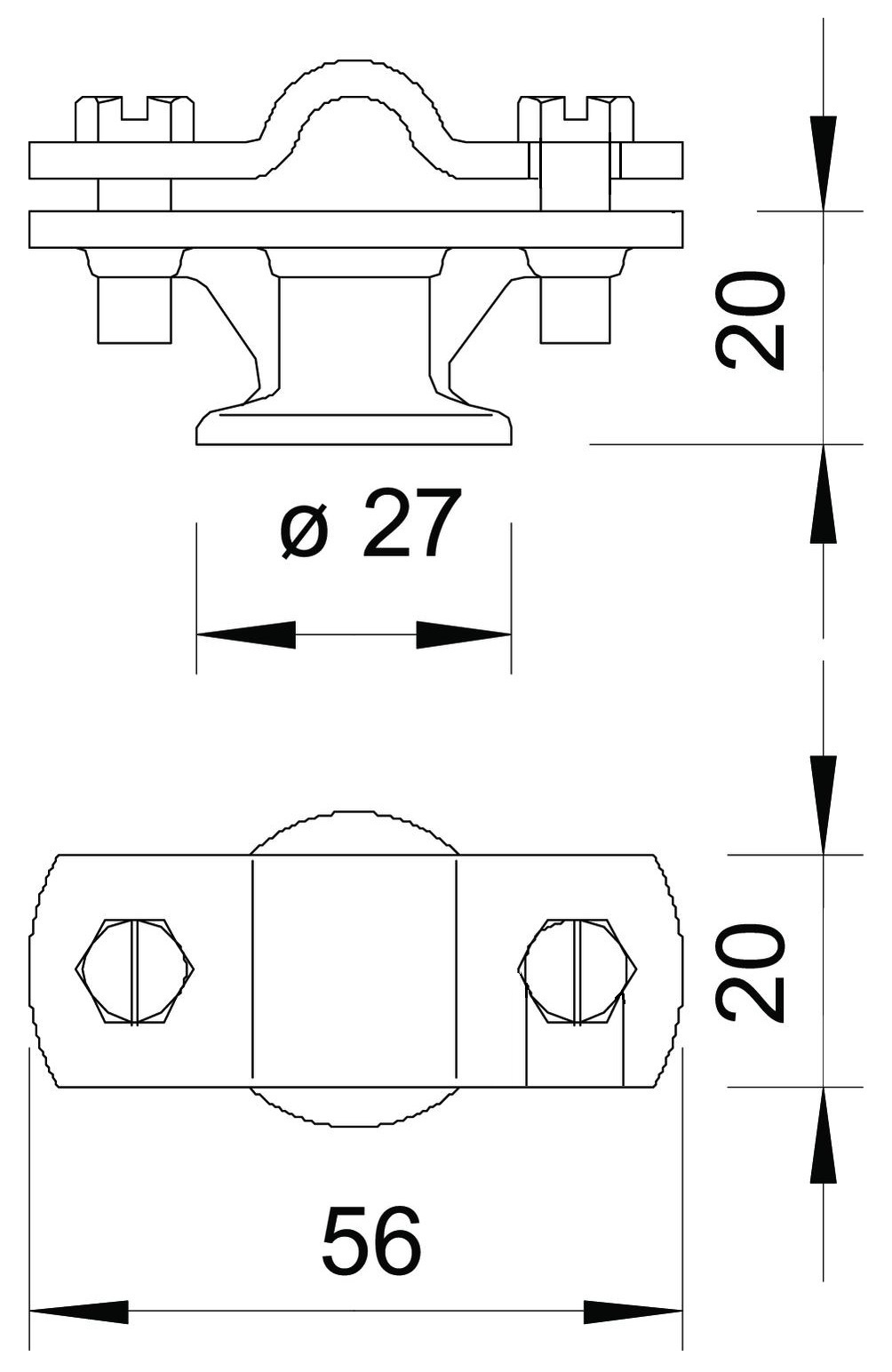 Держатель круглого проводника D8-10 мм фасадный, литой цинк/сталь, термодиффузионное цинкование