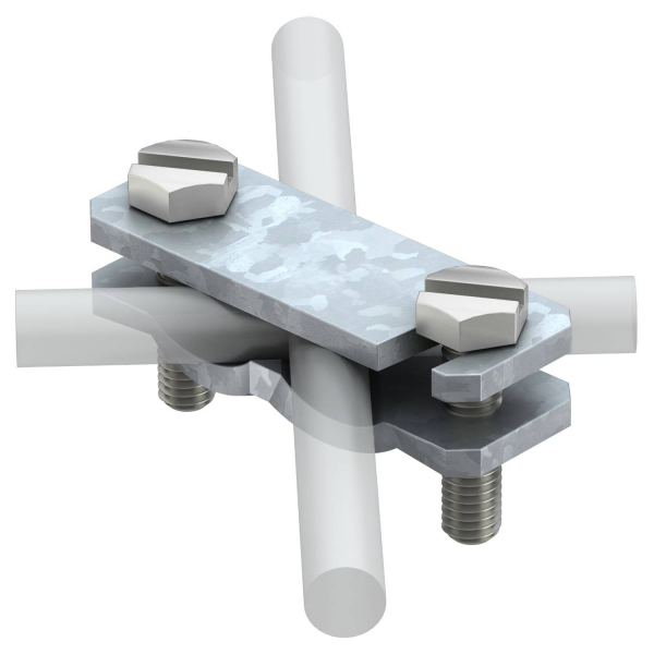 Соединитель диагональный арматуры D6-22 мм с плоским проводником до 50 мм, сталь, термодиффузионное цинкование