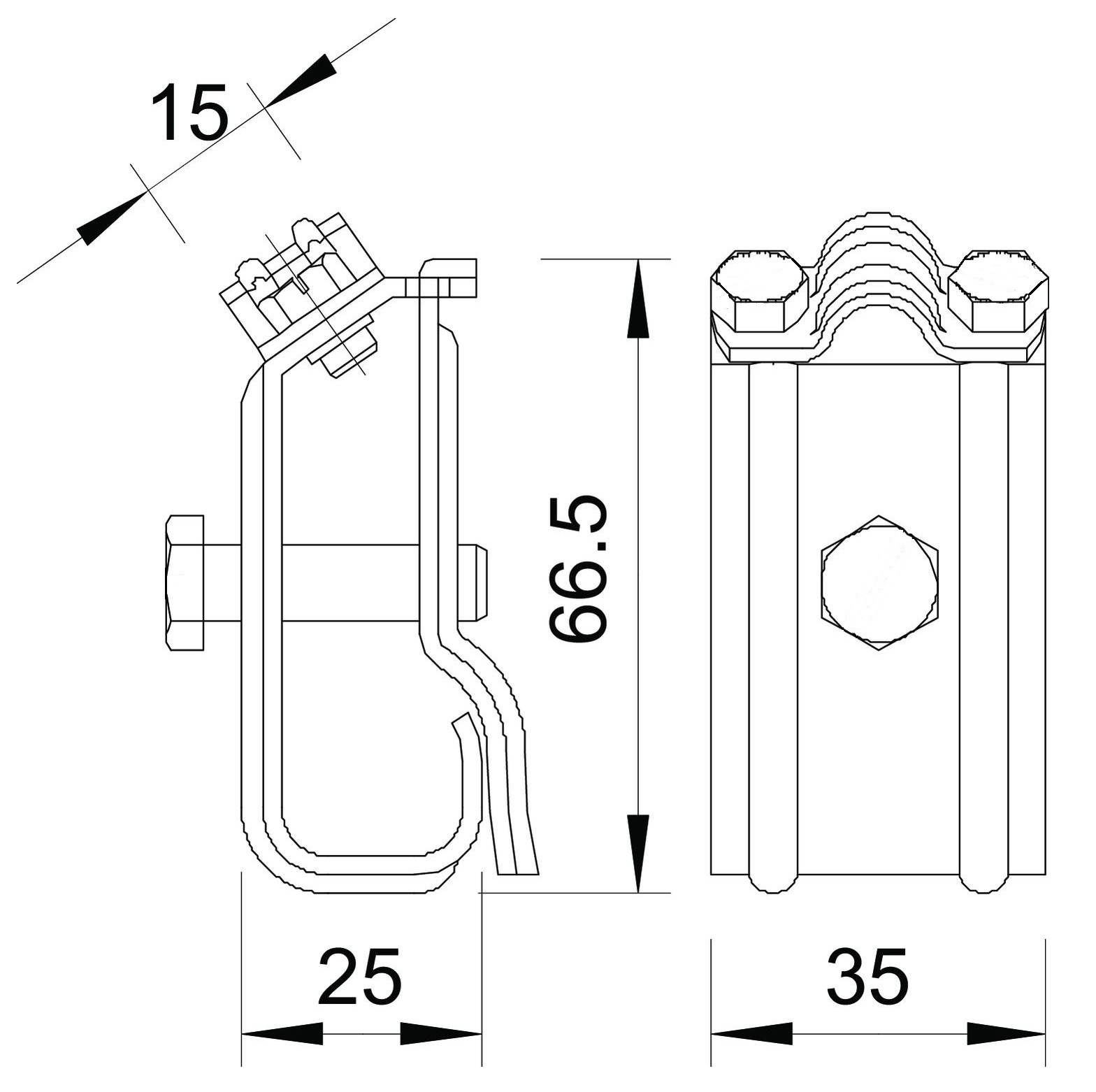 Держатель круглого проводника D8-10 мм на водосточном желобе, сталь, термодиффузионное цинкование