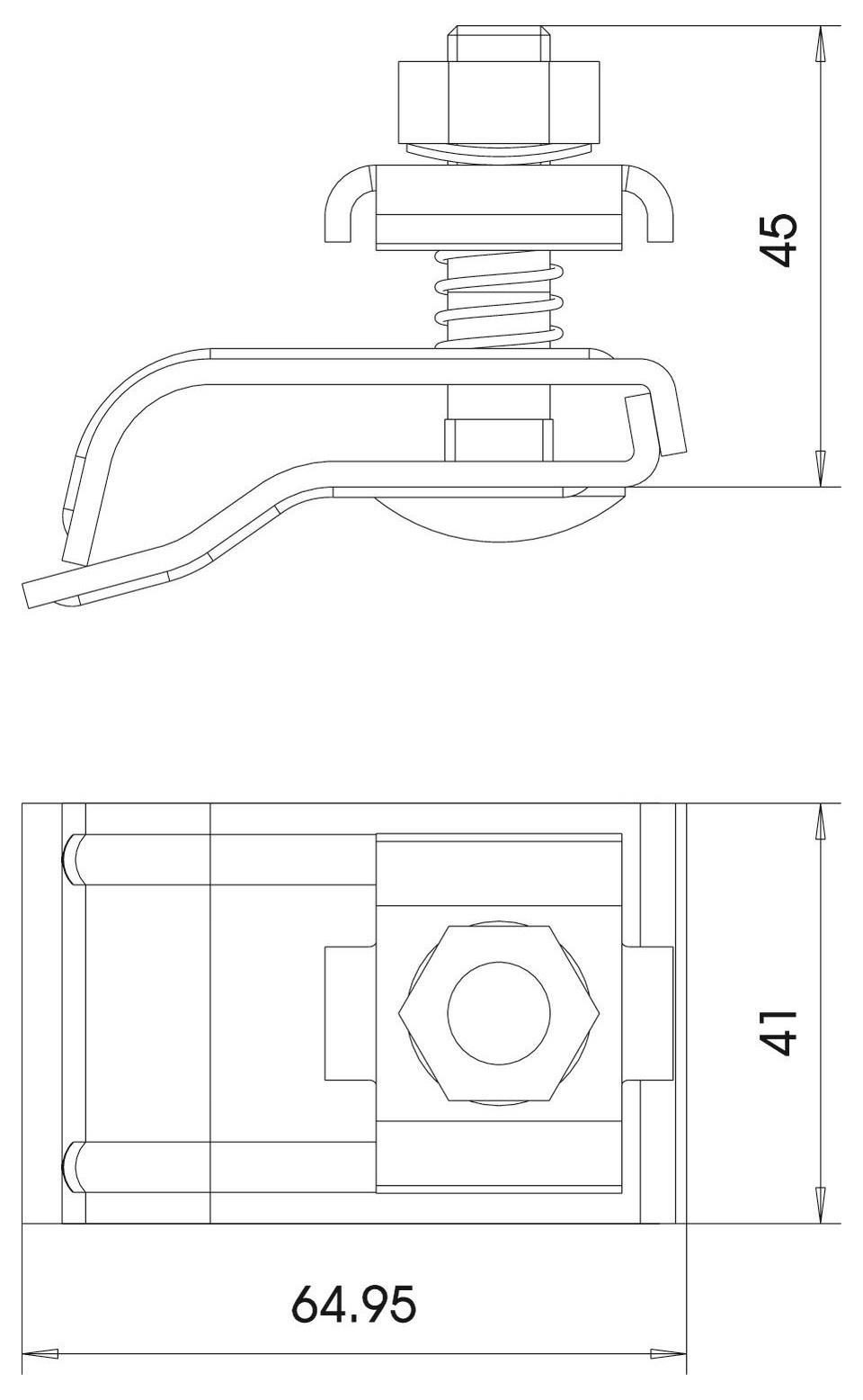 Держатель двух круглых проводников D8 мм на водосточном желобе, сталь, термодиффузионное цинкование