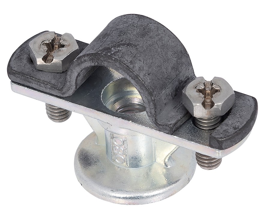 Держатель стержневого молниеприемника D16 мм, литой цинк/сталь, термодиффузионное цинкование