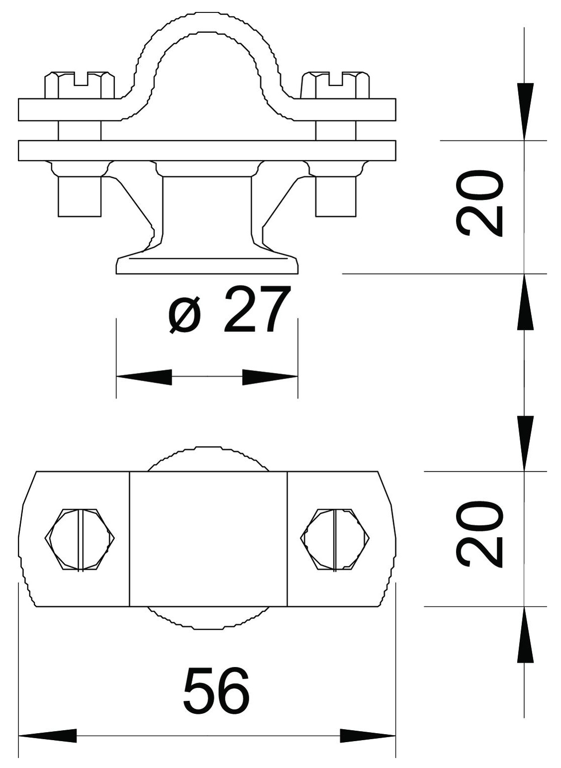 Держатель стержневого молниеприемника D16 мм, литой цинк/сталь, термодиффузионное цинкование