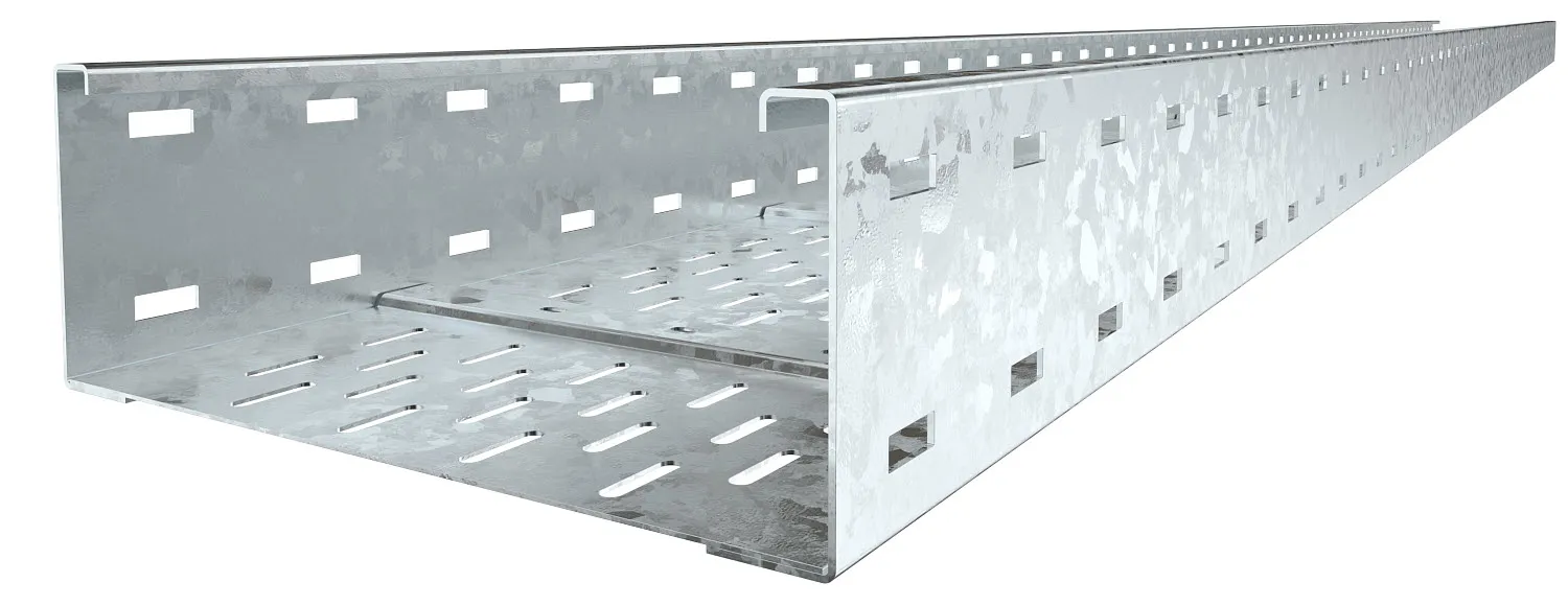 Лоток листовой кабельный WKSG 130 FT, 110х300х6000 мм, S=2 мм, для больших расстояний, сталь, горячий цинк