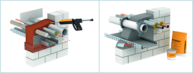 Pешения для заделки огнестойких проходок ОБО Беттерманн